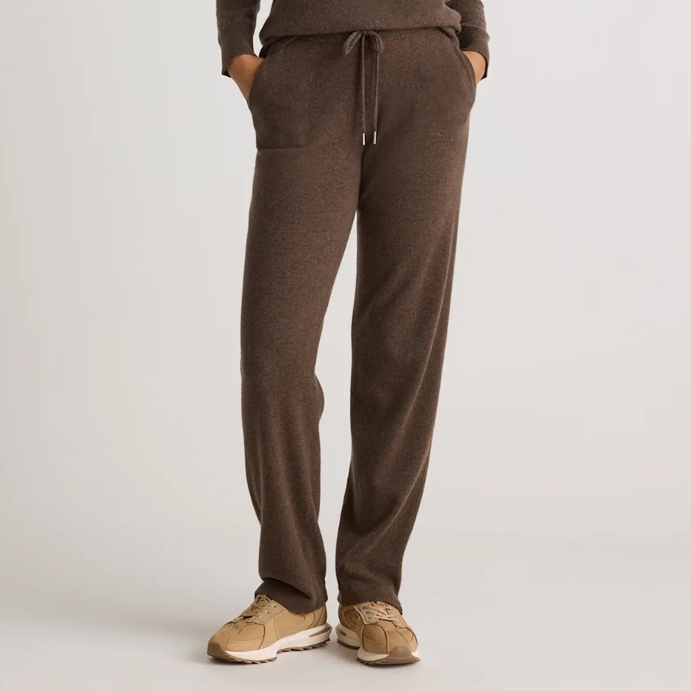 Quince Brown Cashmere Straight Leg Pants